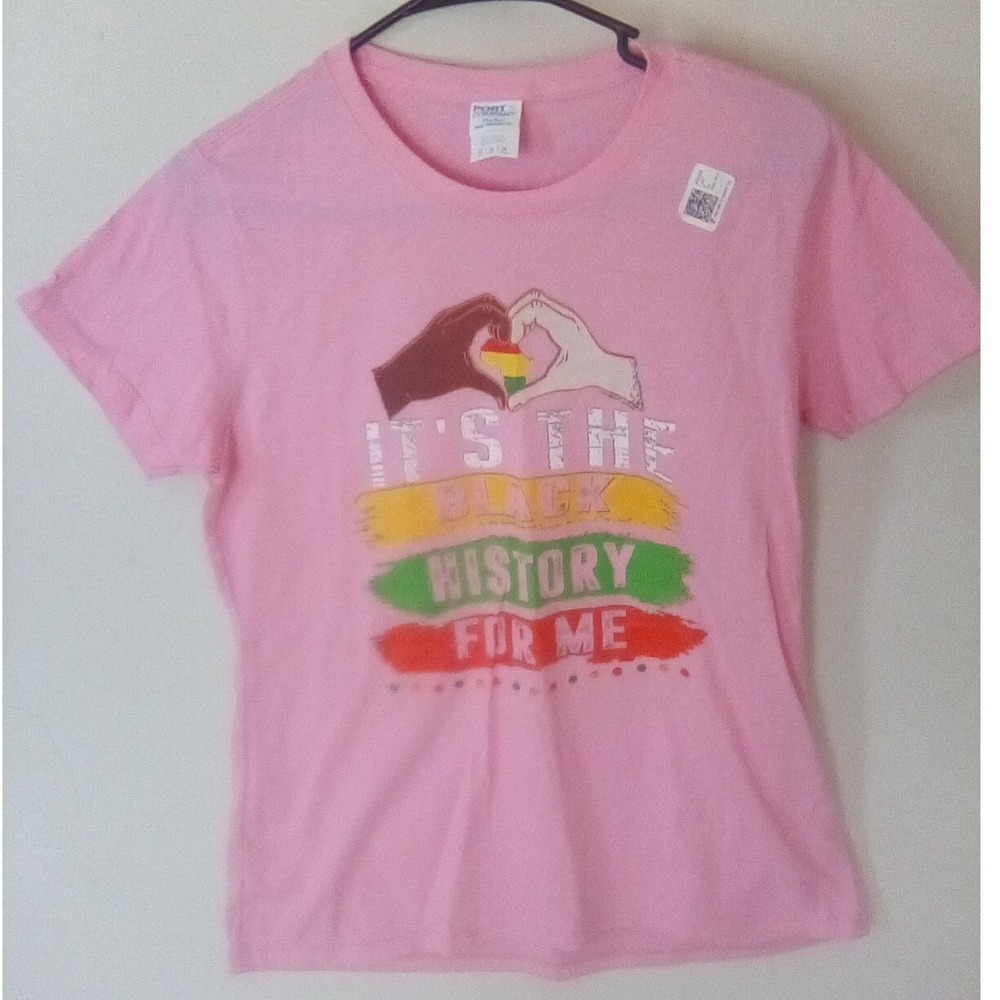 Port & Company Black History Month Graphic Tee Short Sleeve Pink Medium‎